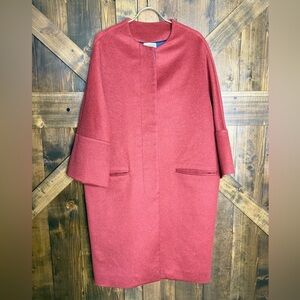 Hesperios Designer Red Alpaca Wool Coat Size L/XL